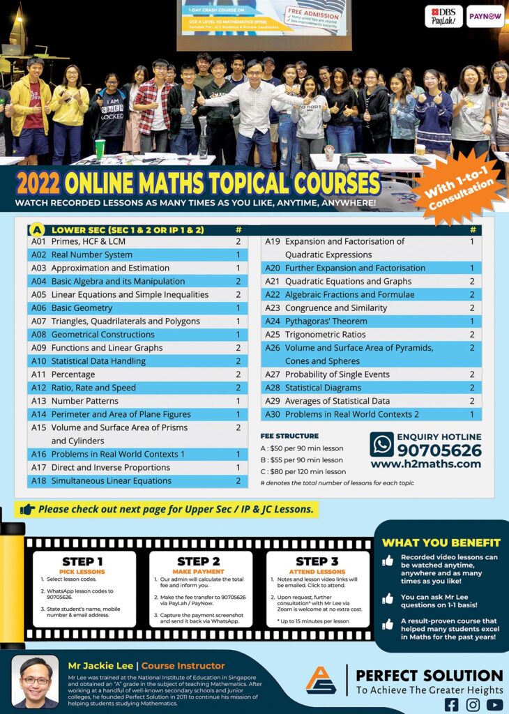 Buy and Watch 2022 Online Maths Topical Courses